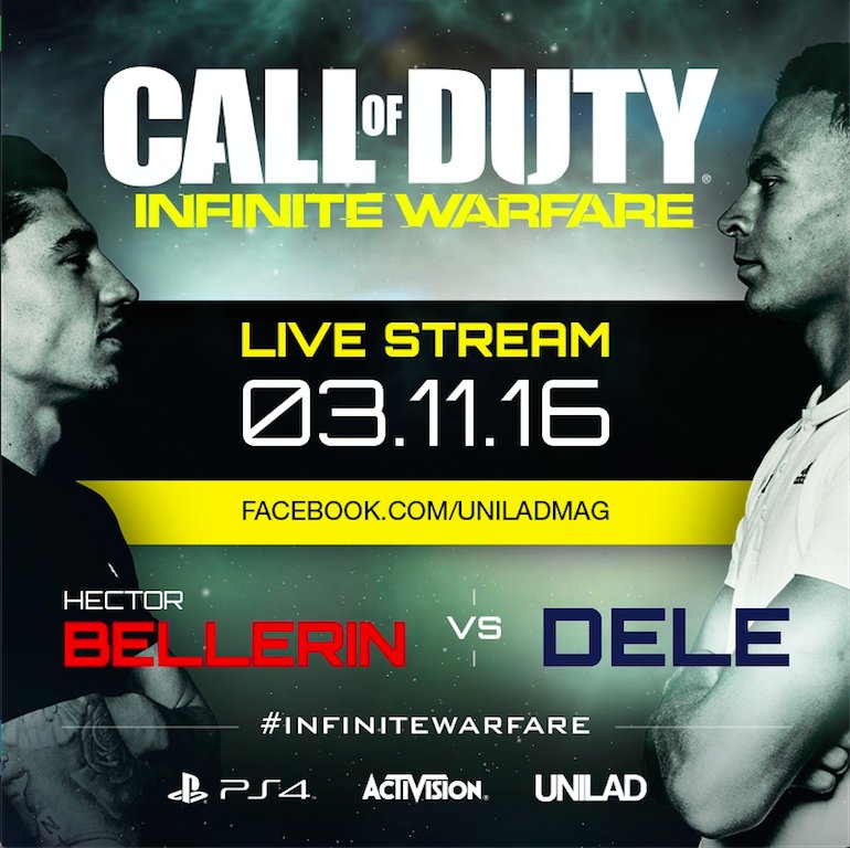 I'll be teaming up with @Dele_Alli to take down <a href="/HectorBellerin/">Héctor Bellerín</a> &amp; <a href="/TheReevHD/">Reev</a> on the <a href="/CallofDuty/">Call of Duty</a> #InfiniteWarfare livestream! #spon