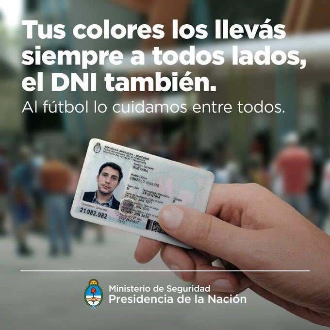 MalditoFC's tweet photo. Atención: recordamos que por disposición del Ministerio de Seguridad es obligatorio ingresar con DNI. https://t.co/s29mEFYEeK