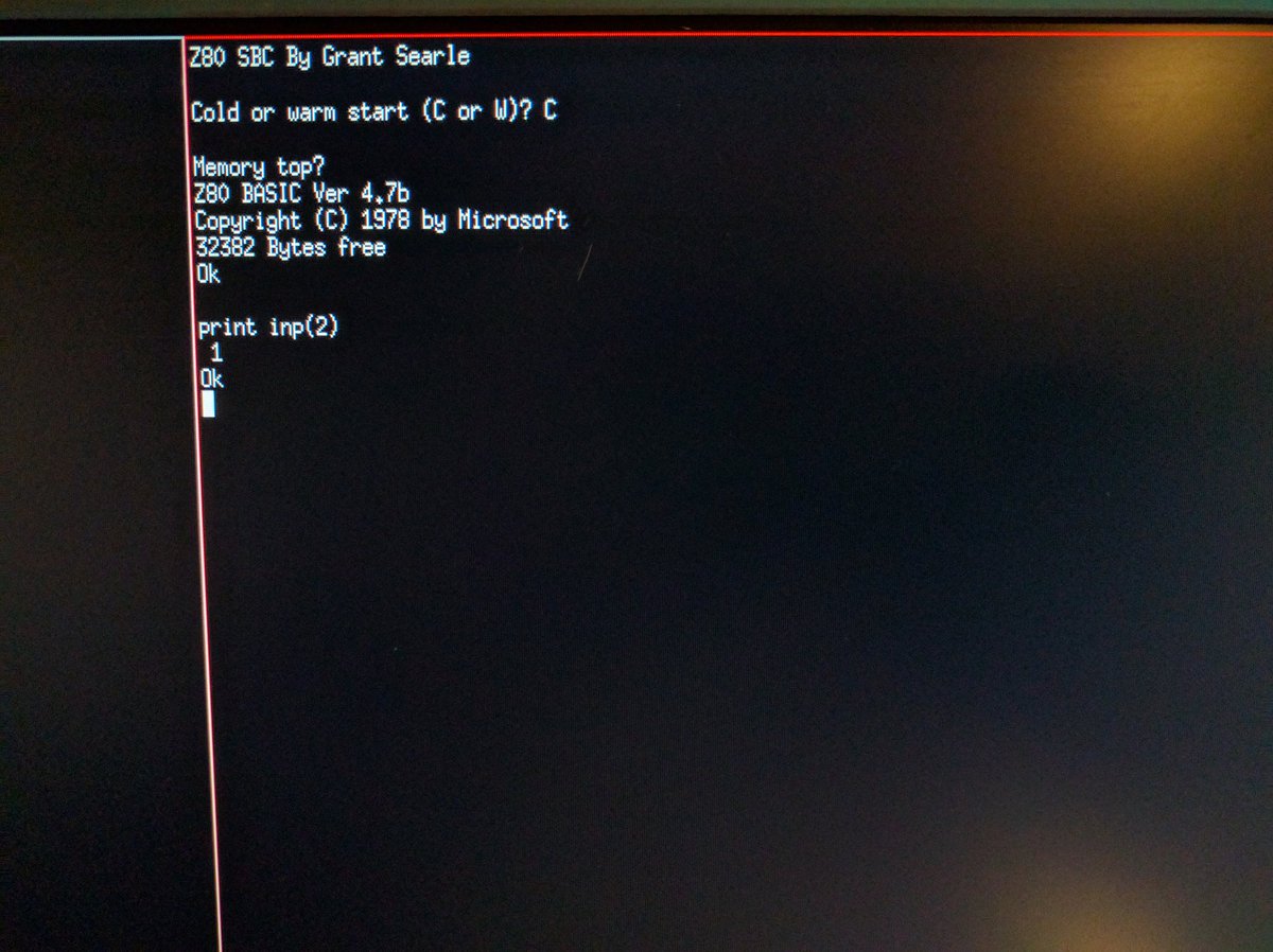 Reading back the response from the card in BASIC, after my test program has finished and soft reset the rc2014. #retrochallenge #rc201610