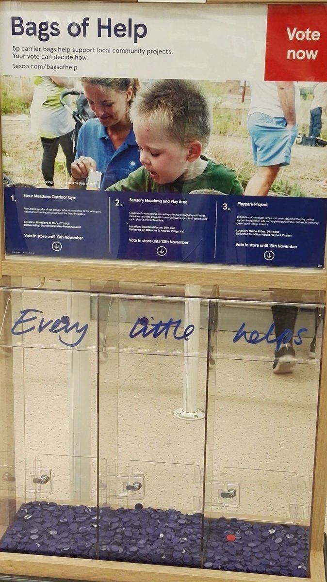 Stopped at #Tesco Blandford today to make our vote #BagsofHelp Please support our project :)