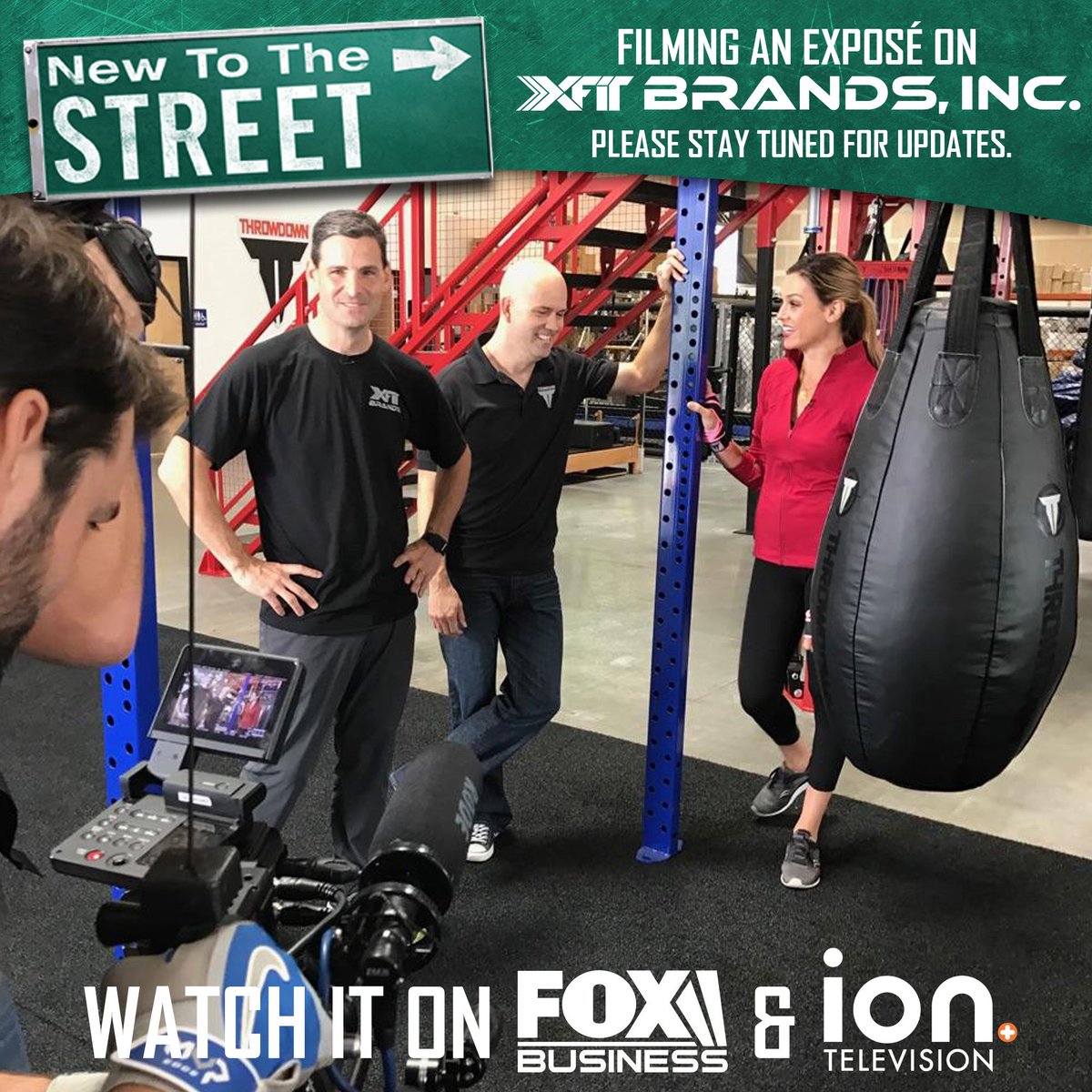 glideboxx's tweet photo. @NewToTheStreet is filming an exposé on @Xfitbrands $XFTB. Stay tuned for updates. Watch it on @FoxBusiness &amp; @iontv.  #fitness #mma #sports https://t.co/nikXatHyY0