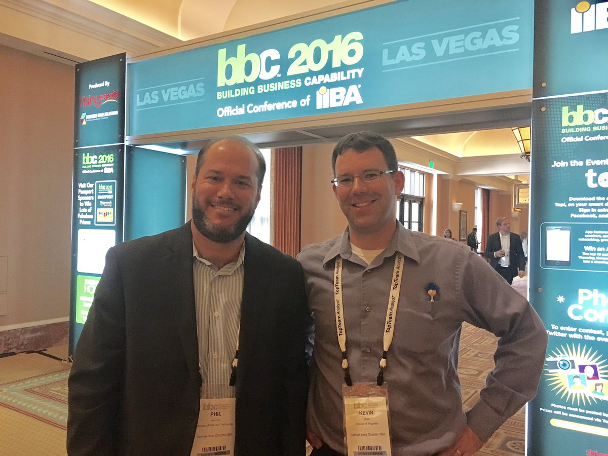 PhilMarcuson's tweet photo. Getting ready to enter the world of BBC with Kevin Rose - IIBA Central Iowa Chapter President-Elect and Dir. of Programs #BBCCon https://t.co/980bl5JmXp