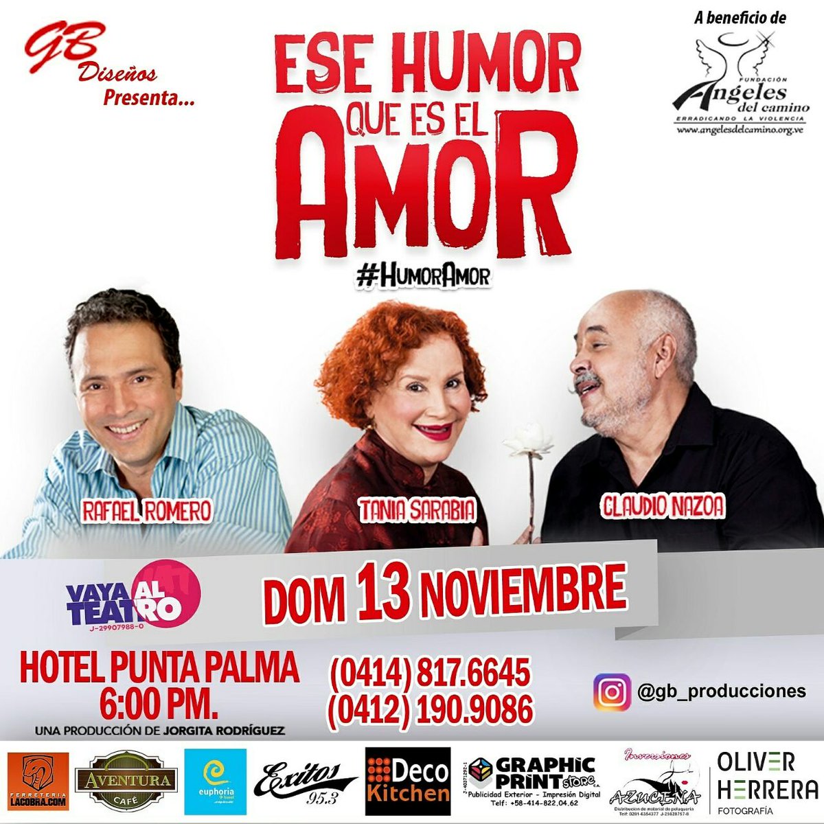 NoticiasdeAqui's tweet photo. Vamos a disfrutar de Tania Sarabia, Claudio Nazoa y Rafael Romero este 13 de Noviembre en el Hotel Punta Palma Reserva: @gbdisenos https://t.co/eH6ZXJdL0C