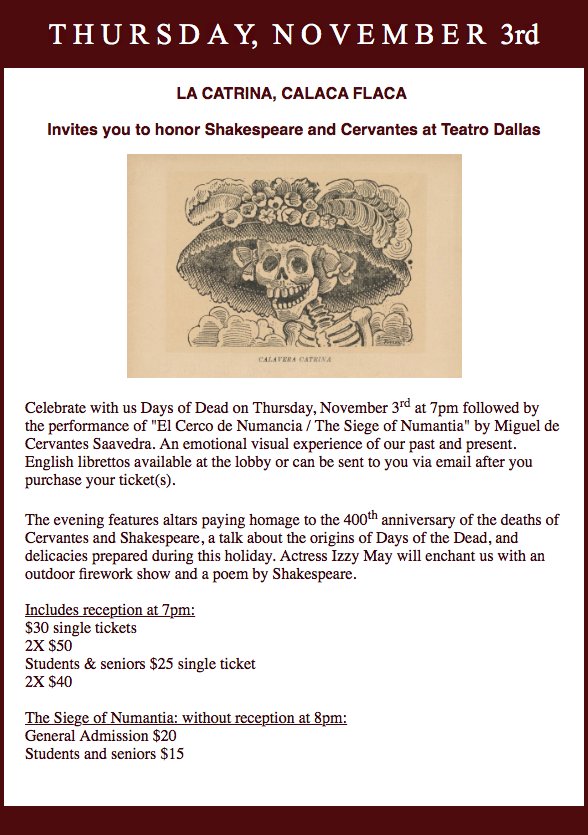 teatrodallas1's tweet photo. Celebrate Days of Dead @ Teatro Dallas - Nov. 3 @ 7pm https://t.co/pQSwMR5UXC https://t.co/9iOgLXAkqt