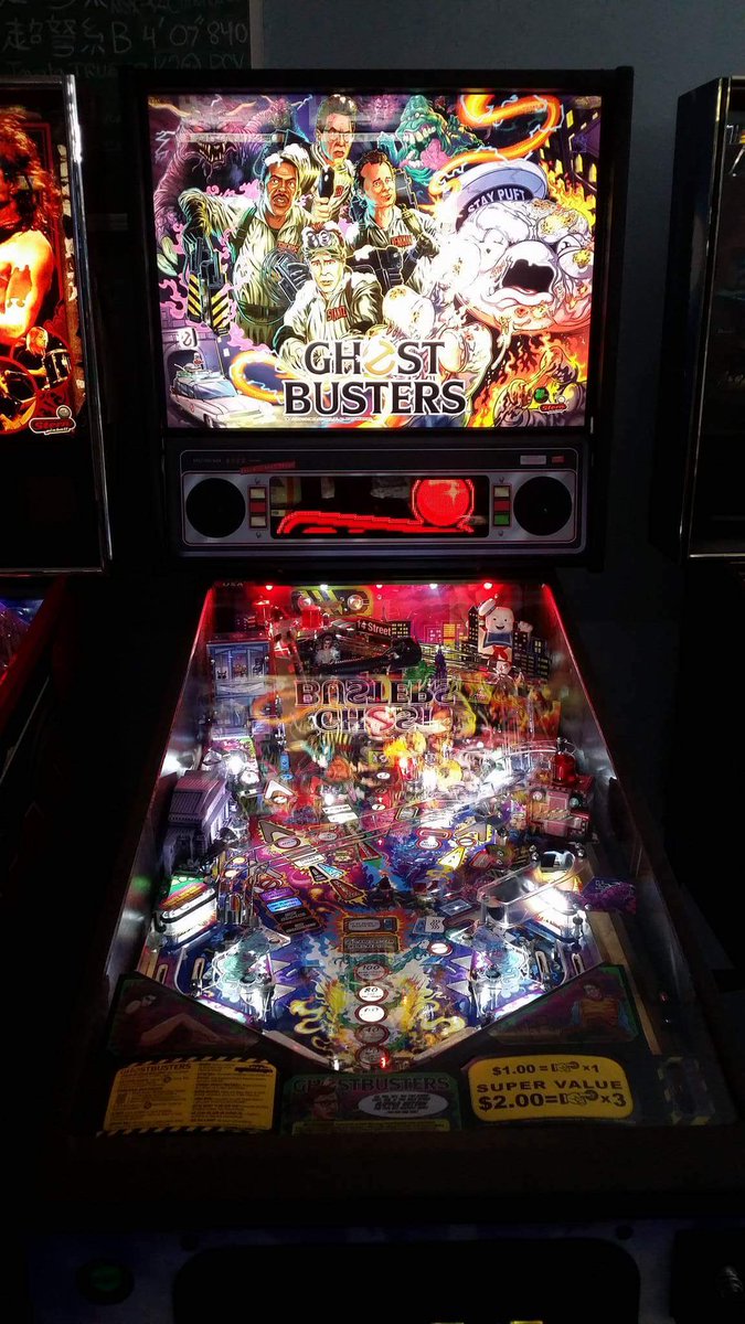 JGArcade's tweet photo. Who ya gonna call? Come welcome our newest addition to the pinball wall! #Ghostbusters #arcadepinball https://t.co/GrMiNQSzqg