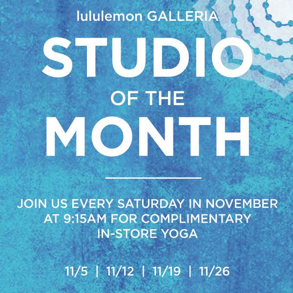 revolutionhtx's tweet photo. In honor of our River Oaks studio named @lululemon's #StudioOfTheMonth, join us at the Galleria every Saturday in Nov. for in-store yoga! https://t.co/iuhGKBxFDx