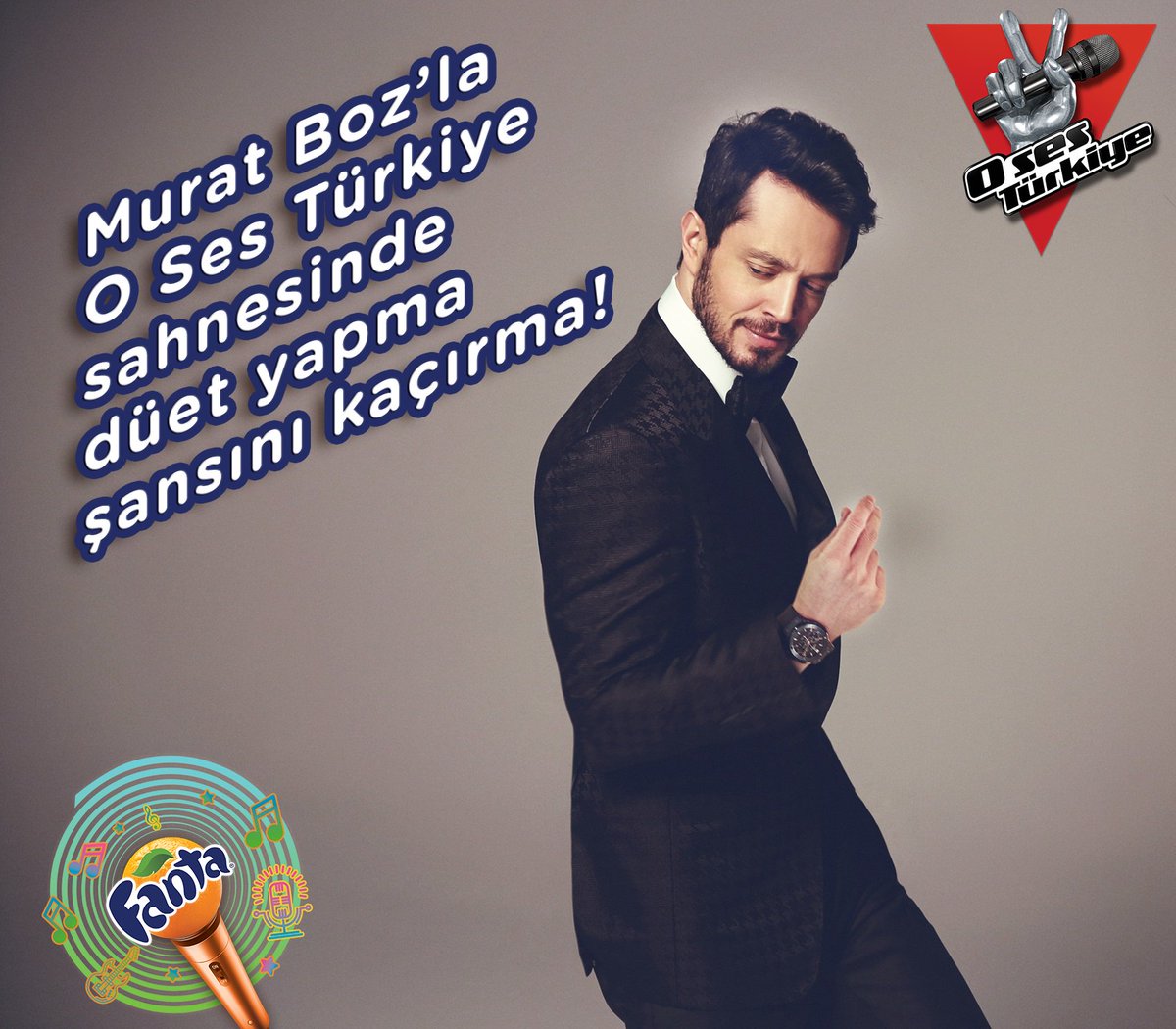 Fanta_TR's tweet photo. Murat Boz’un bir şarkısına onunla düet yapacak olsan, hangisini seçerdin? Şarkının adını yaz ve #MuratBozlaDüet etiketiyle paylaş. https://t.co/4sdOAu0a4E