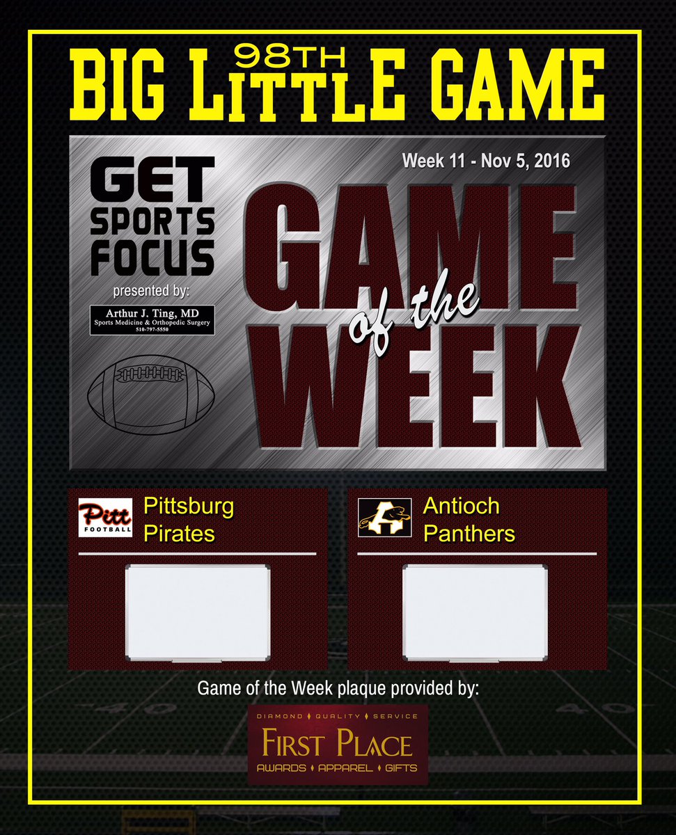 GetSportsFocus's tweet photo. WINNER sharpies on the final score 🖊
#98BLG plaque from @firstplaceaward // #GSF Week 10 Game of the Week @PittHSFootball @AntiochPanthers https://t.co/KAPTATjjC2