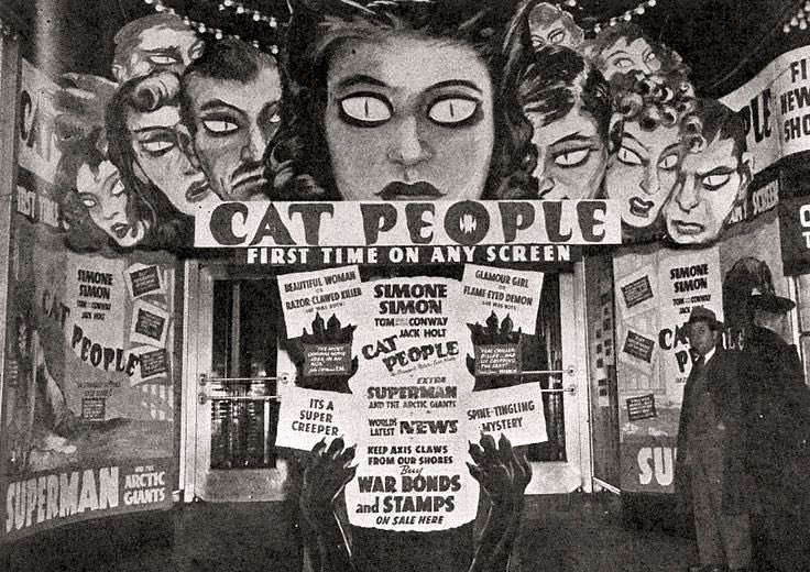 Bradleyjkornish's tweet image. Bonkers theater entrance/marquee for the 1942 RKO Picture, 'Cat People', Directed by Jacques Tourneur