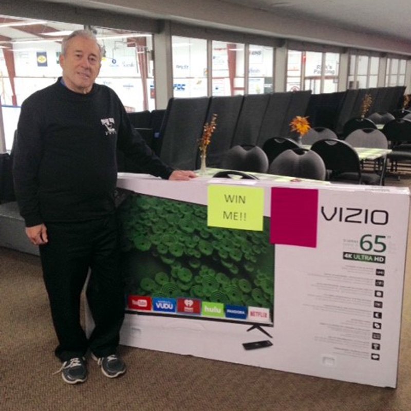 #WINNER of the 65" TV for early bird raffle sellers was Kurt Sawatzky from our Monday Ministerial's league. Congrats and enjoy!