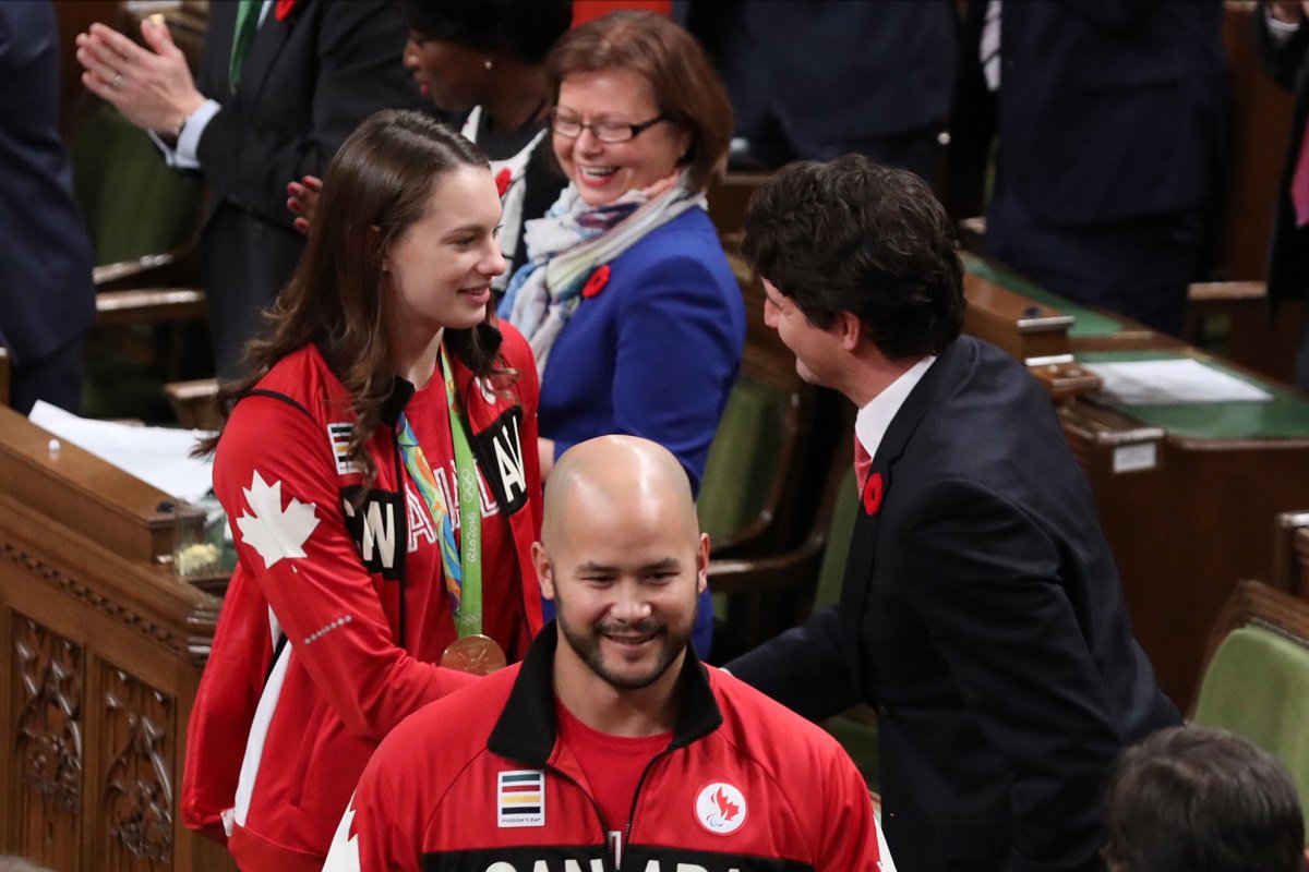 CanadianPM's tweet photo. PM Trudeau and Members of Parliament recognize #TeamCanada's accomplishments at #Rio2016. #35Mstrong https://t.co/zwDKHxJivH