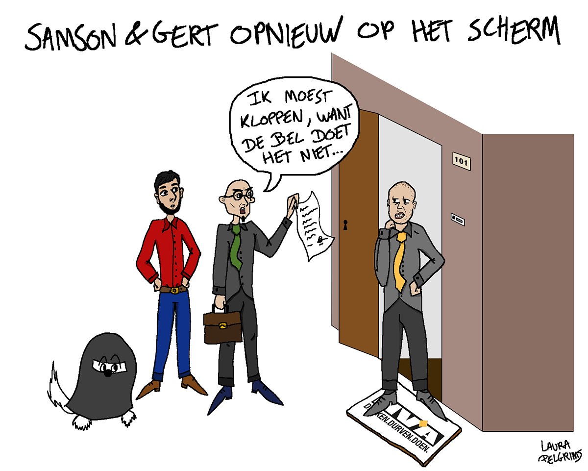 CARTOON | Samson, Gert en deurwaarder versus <a href="/FranckenTheo/">Theo Francken</a>