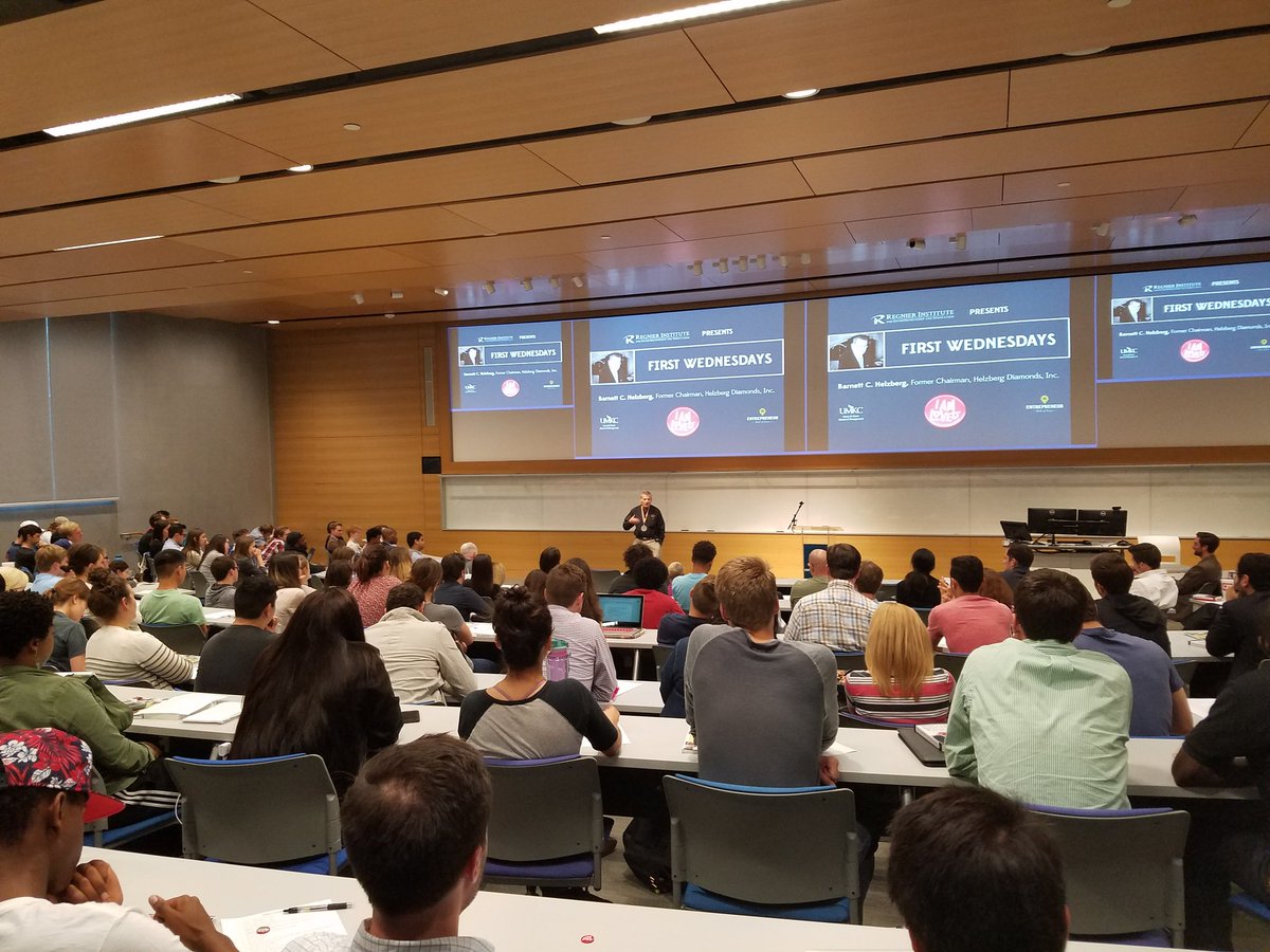 GruberBen's tweet photo. @bchjr Barnett Helzberg, former chairman of @Helzberg, speaks to a PACKED group of @UMKCBloch students about the lessons he's learned in biz https://t.co/FeH8eMF6rs