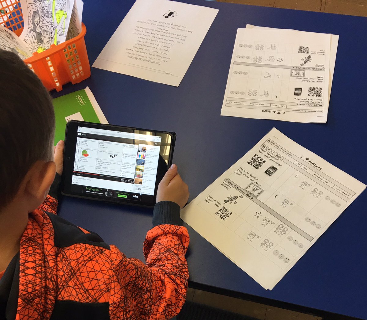 A first grader examines a new unit rubric, and listens as the teacher describes it through an iPad!#LATIC <a href="/IDECorp/">IDE Corp.</a> <a href="/Ironia_Elem/">IroniaElemSchool</a> <a href="/LitCoach21/">Laurie Pandorf</a>