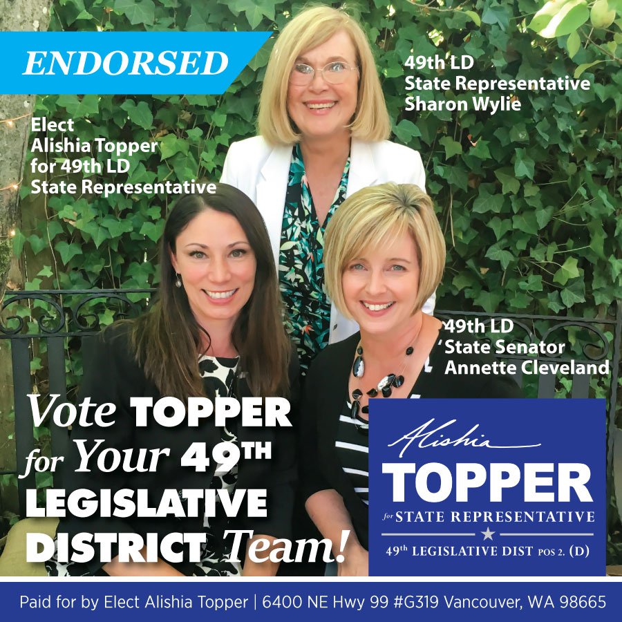 ElectTopper's tweet photo. I am honored for the support of Senator Cleveland and Representative Wylie. Together, we will be an effective force for the 49th! https://t.co/LSYKbMmjbk