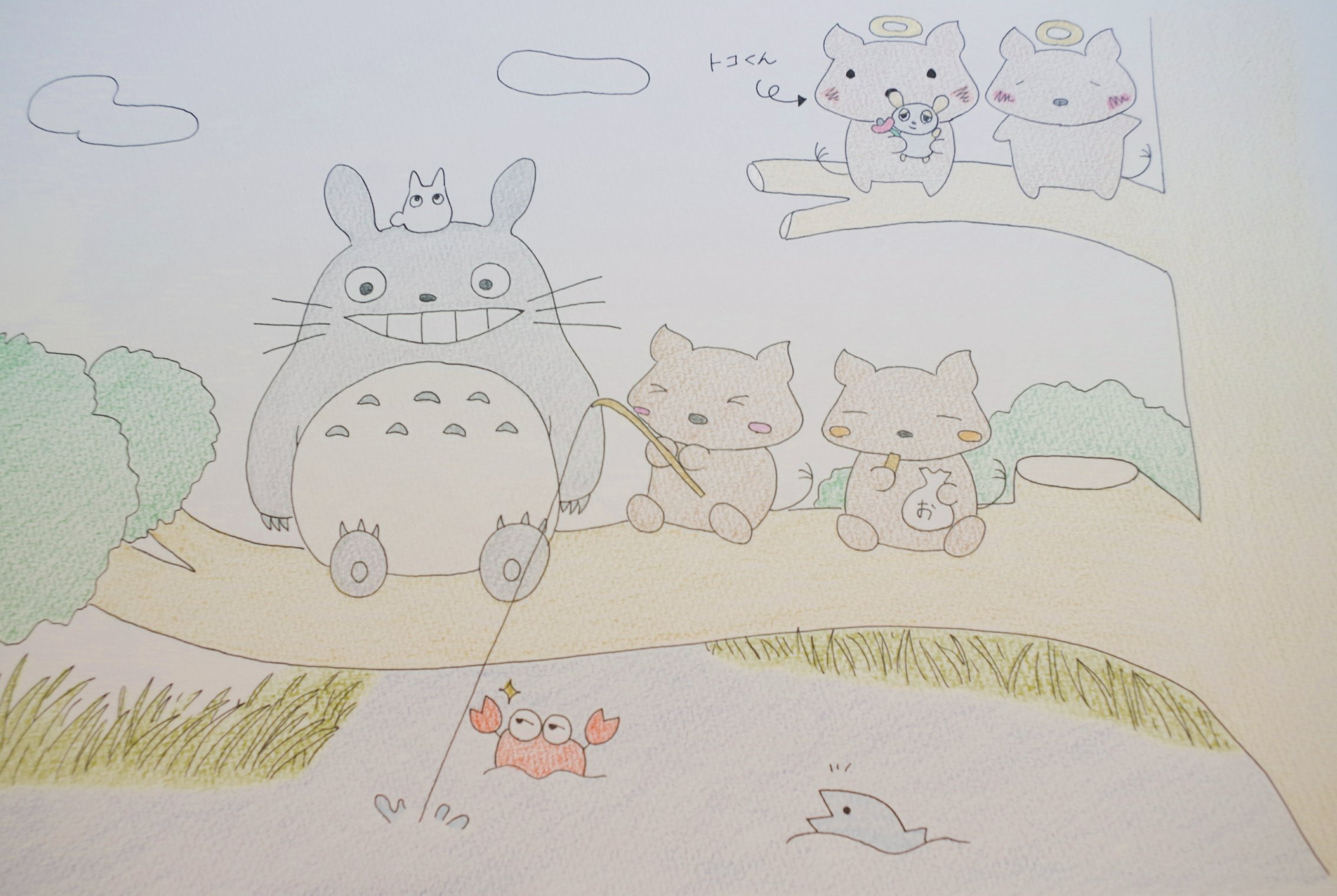 デグーと暮らすライフスタイル Toru フォロワーさんとトトロのコラボイラストを描いてみました W ｷﾘｯ 明日地上波で放送 となりのトトロ デグー Degu デグーイラスト イラスト 動物イラスト 手書きイラスト 手描きイラスト トトロ 1コマ