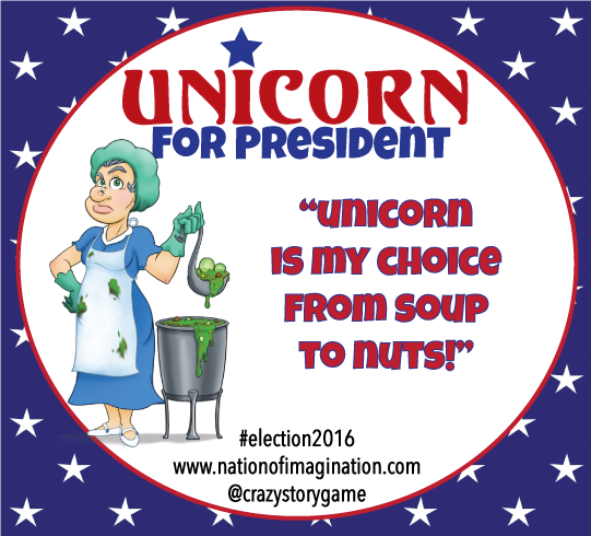 From soup to nuts, Unicorn's got our vote! #MakeAmericaHappyAgain!  #2016Election #election #2016debates