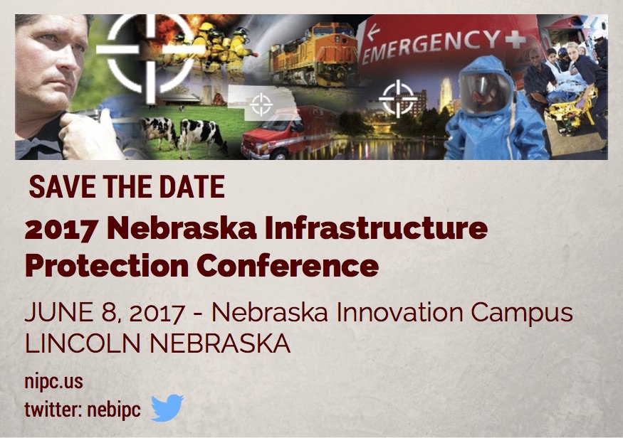 NEBIPC's tweet image. #NIPC2017 save the date - June 8, 2017 #criticalinfrastructure #nebraska #protect