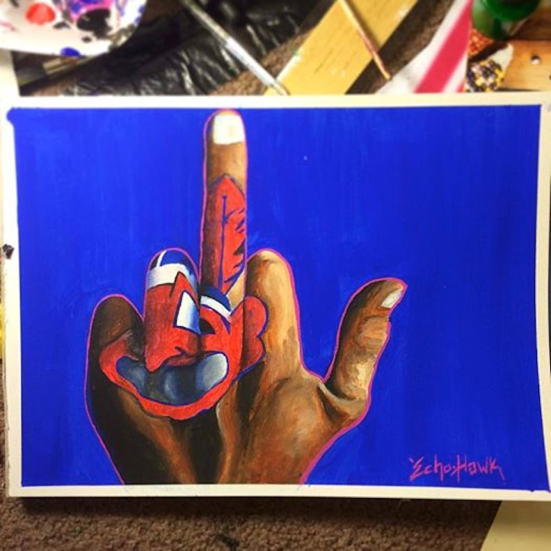 SaraJoRomero's tweet photo. I found an image by artist #EchoHawk . Yep that is what I mean #retirethelogo #WorldSeries https://t.co/YD8UC0kEkr