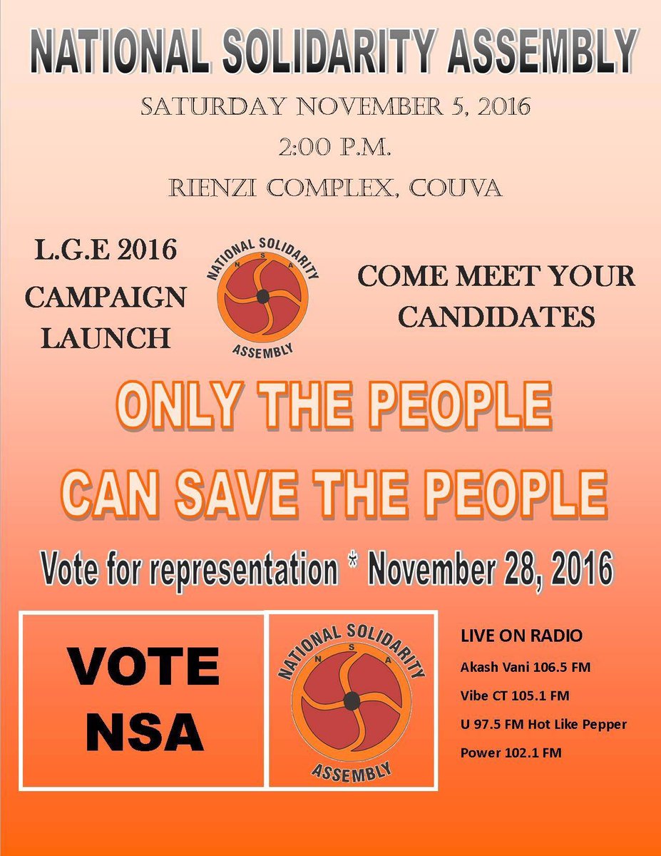 votensa's tweet photo. Couva #November5 @RienziComplex https://t.co/Ql05XFmkk1