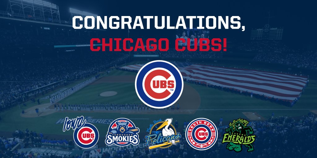 MiLB_PR's tweet image. .@MiLB congratulates the @Cubs and its affiliates! @IowaCubs @smokiesbaseball @Pelicanbaseball @SBCubs @EugeneEmeralds #WorldSeries #FlyTheW