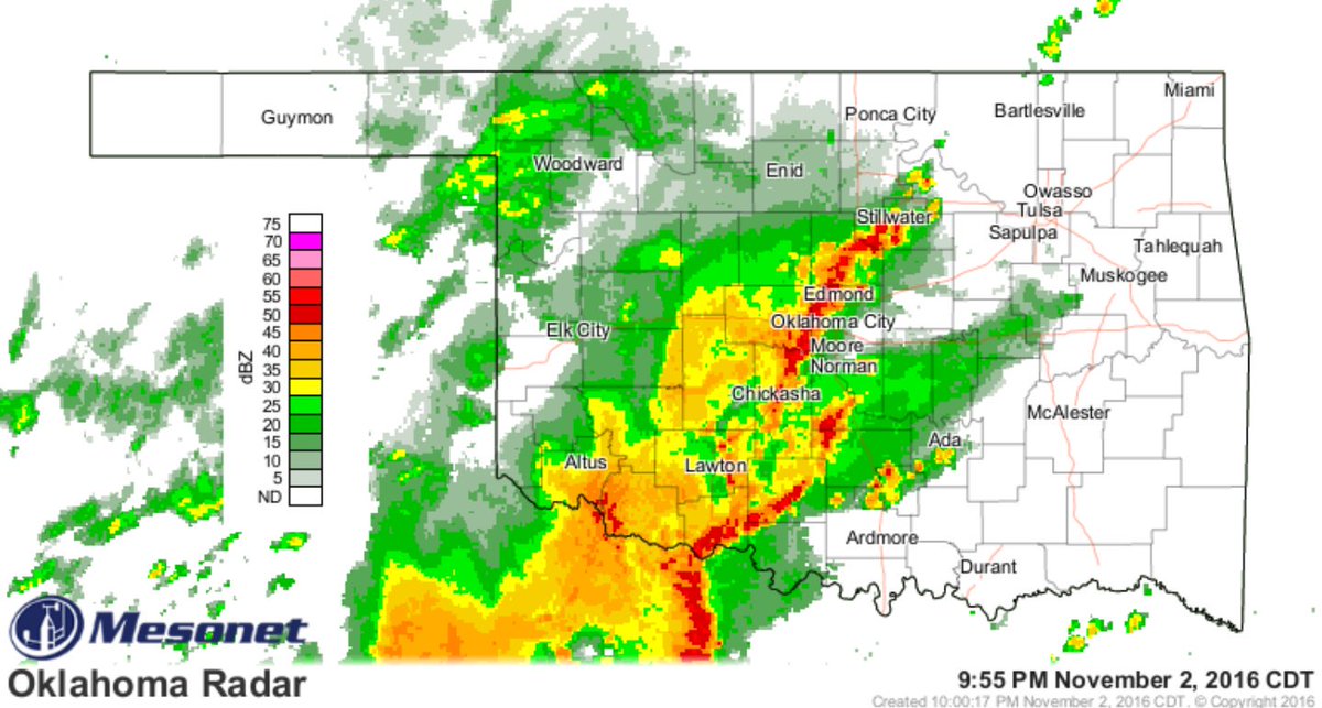 Finally some #rain. Don't forget to turn off your sprinklers #okc. <a href="/okmesonet/">Oklahoma Mesonet</a>