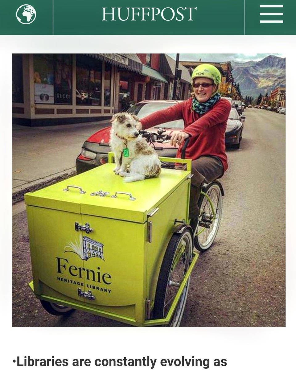 We got a nod in <a href="/HuffingtonPost/">HuffPost</a>  !..Ok we weren't exactly mentioned BUT the article does feature a #bookbike we built for <a href="/FernieLibrary/">Fernie Heritage Library</a>