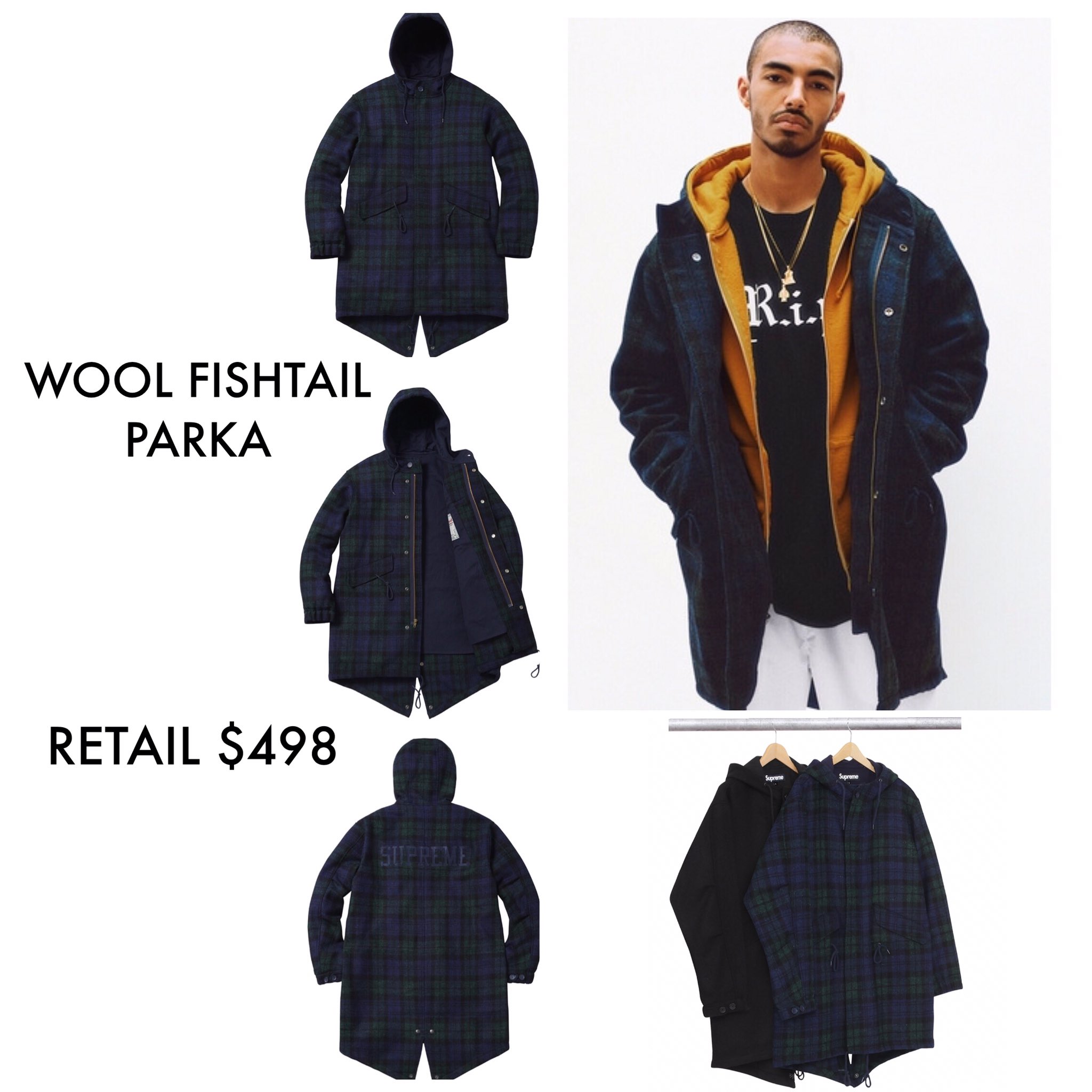 Supreme Wool Fishtail Parka coat L