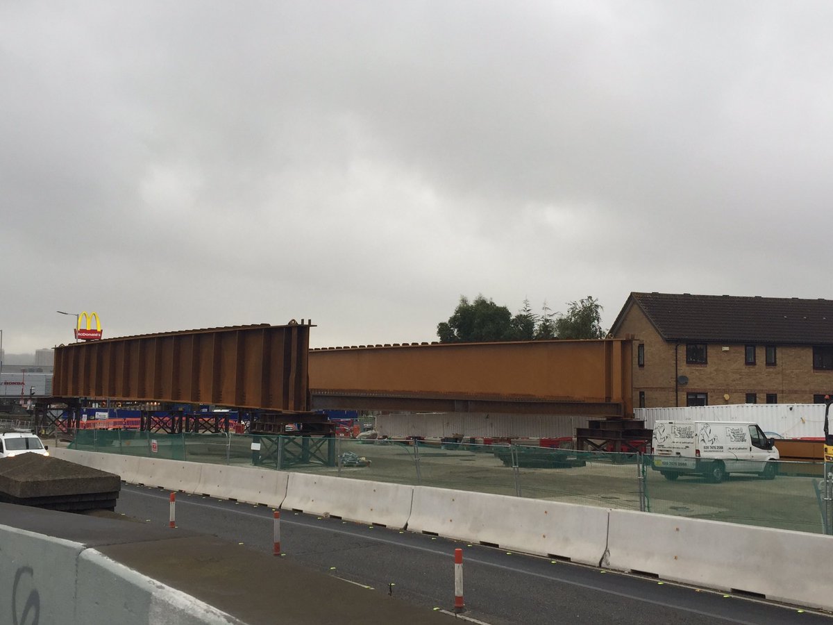 brookman28's tweet photo. Ardleigh Green Bridge works this weekend. Bridge ready to be craned into place. https://t.co/EJbukvJmsF