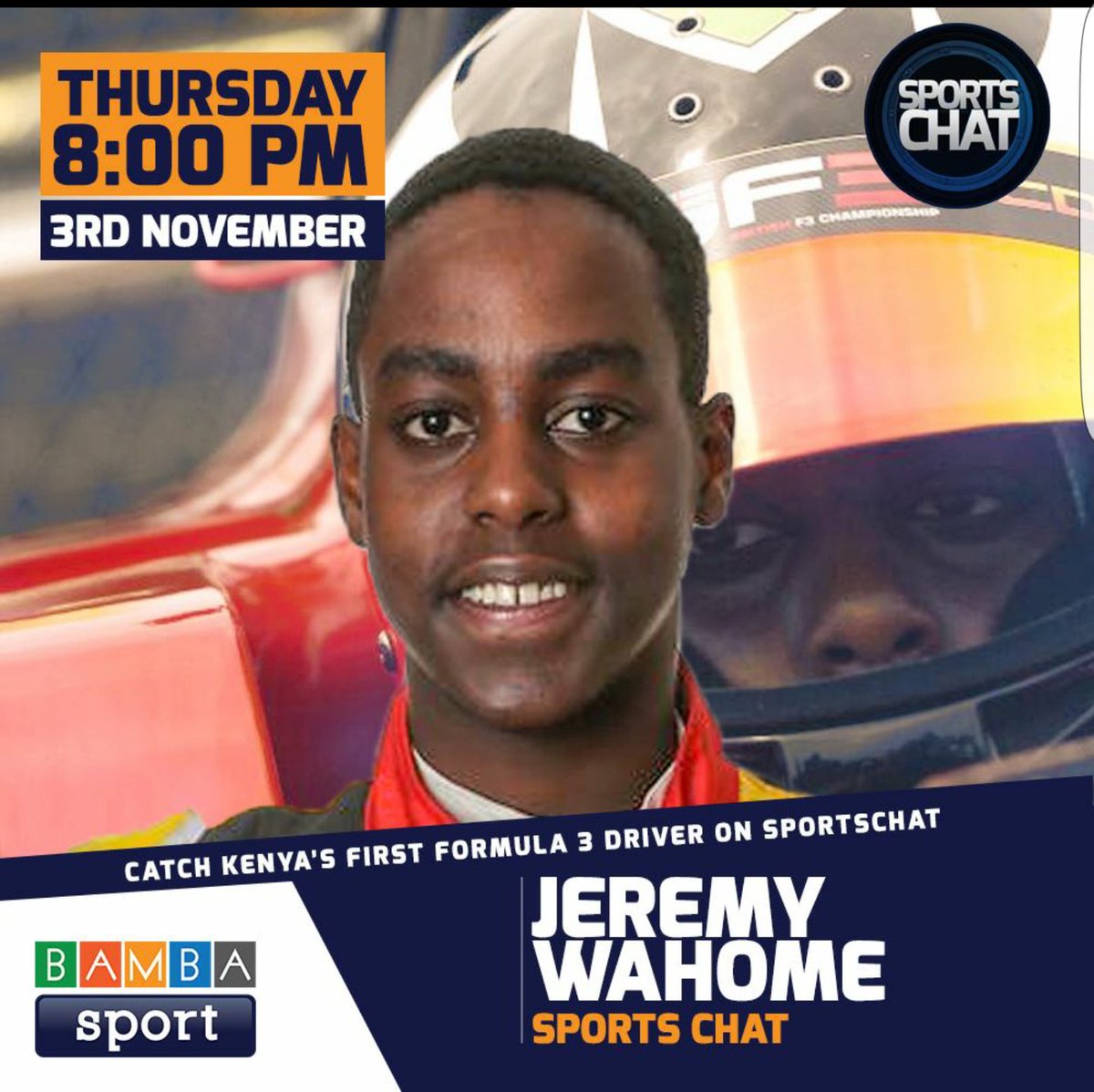 CarolRadull's tweet image. Hey Guys! Catch this talented 17-year old Kenyan #F3 driver #JeremyWahome on #SportsChat on @BambaSports tonight! @BambaTVKenya Ch 6!