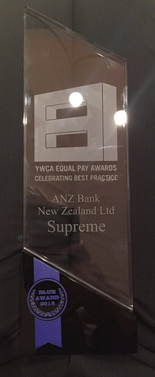ANZ - winners of the YWCA Supreme Trophy for Equal Pay <a href="/FelicityJEvans/">Felicity Evans</a> <a href="/ANZ_NZ/">ANZ NZ</a> <a href="/YWCAAotearoaNZ/">YWCAAotearoaNZ</a> <a href="/LouiseUpston/">Louise Upston</a> <a href="/drjackieblue/">Jackie Blue</a> #eqALL