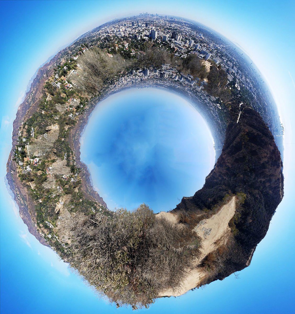 johnsweeney85's tweet photo. A little spin on your Tiny Planet @dekepod @lynda ...from a panoramic picture I took at #RunyonCanyon https://t.co/9mWDpxSvqk