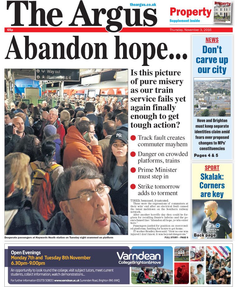 The Argus front page: 'Abandon hope...' - bit.ly/2feTHGe