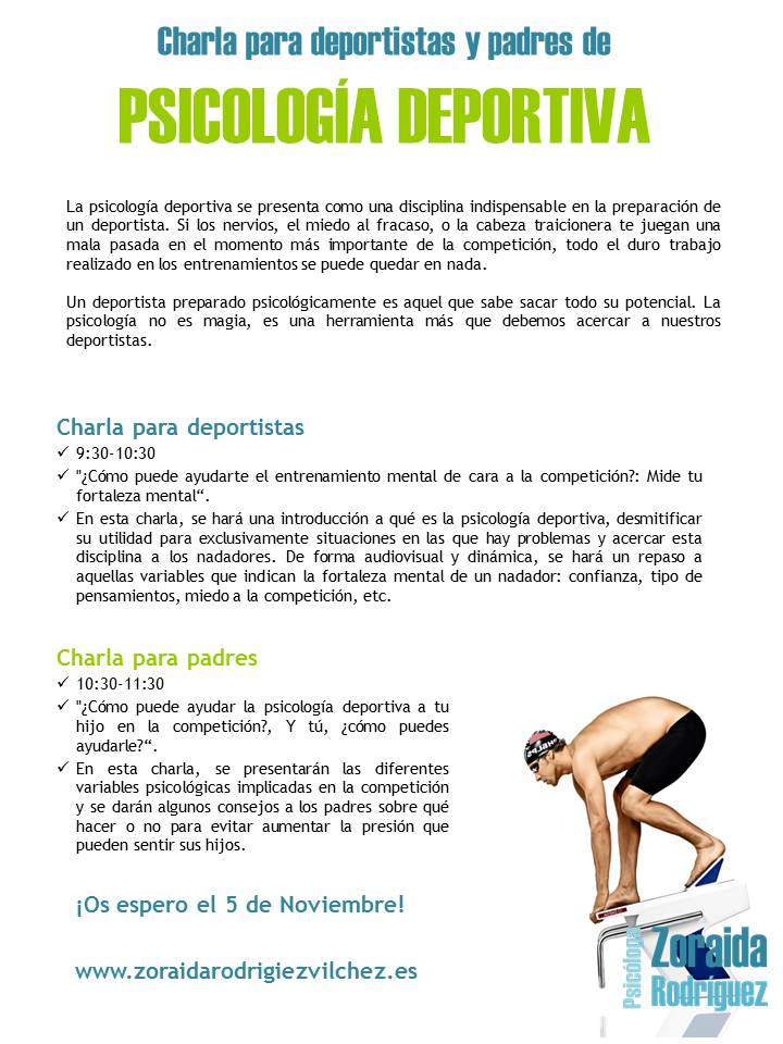 ZoriPsicologa's tweet photo. Este sábado estaré con los deportistas y padres de @CNGranada impartiéndoles una charla sobre los beneficios de la #psicologia #deportiva https://t.co/GyxLZBmmO7