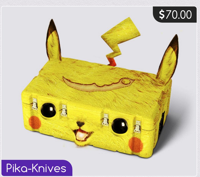 Instant Pika-Knives GA (3 wins):
-Follow @DrakeMoon
-RT
-Paste your affiliate URL
-Tag a friend
-Go goo.gl/IVDjWi