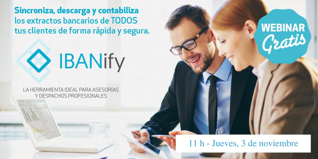 IBANify_'s tweet photo. ¿Quieres saber cómo #IBANify puede ayudar a tu asesoría o despacho?
Apúntante gratis a la formación online de HOY
👉https://t.co/waWp28gR1N https://t.co/iAWmkjxTJD