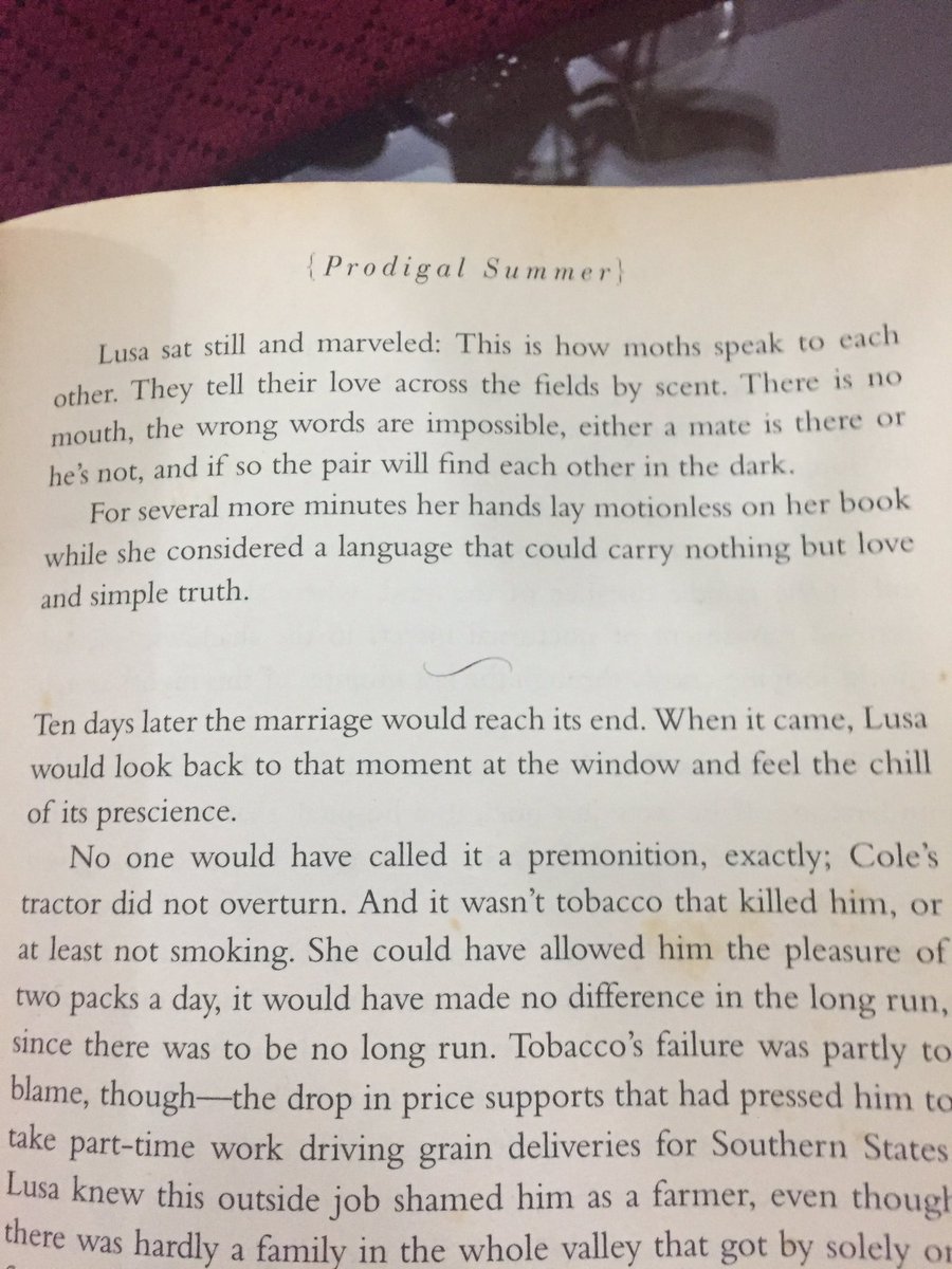 KiranManral's tweet photo. So, so beautiful. This description of love. In Barbara Kingsolver's Prodigal Summer. #NowRereadinh https://t.co/qXwOK19D6D