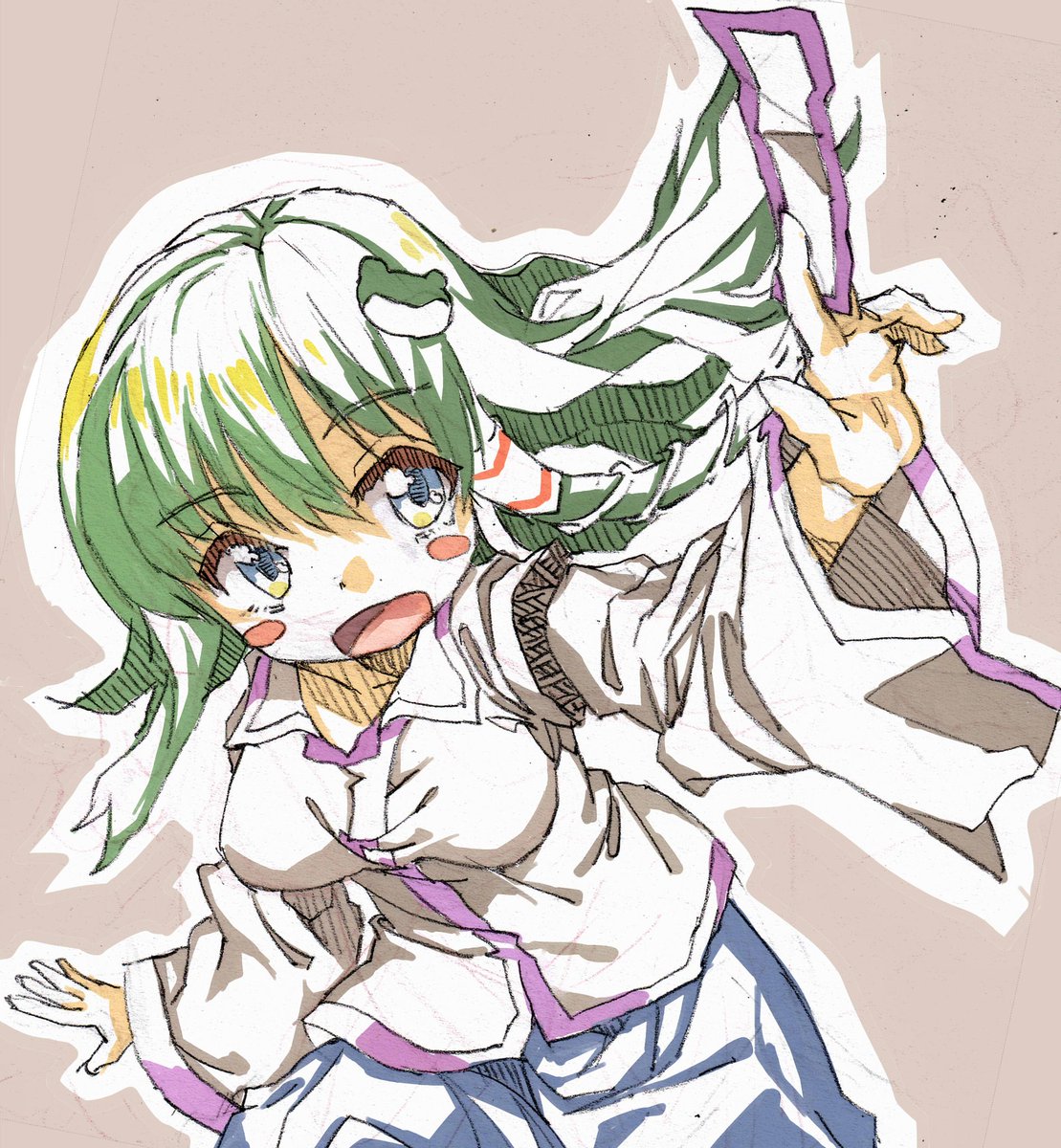 #深夜の真剣お絵描き60分一本勝負
早苗さん描いた 