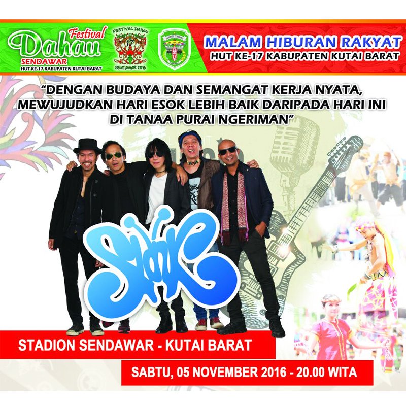 slankdotcom's tweet photo. #JadwalSlank Festival Dahau Sendawar | Sabtu, 5 Nov '16 | Stadion Sendawar - Kutai Barat | Slank on stage: 8pm | GRATISS! Ayo merapat https://t.co/YbKGZtI9bc
