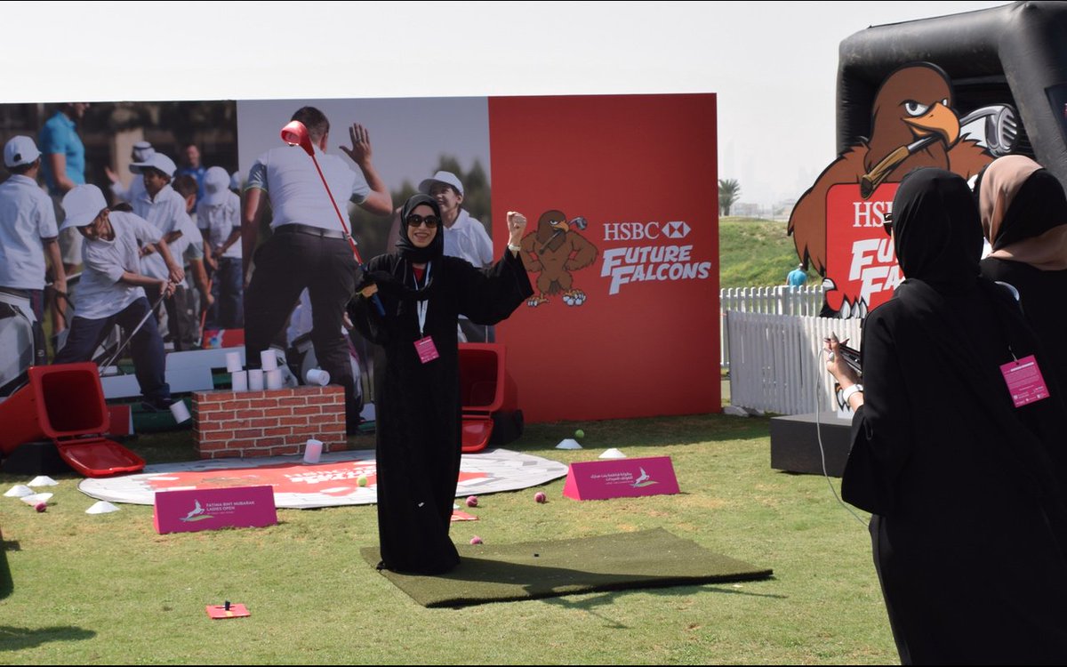 FutureFalcons_'s tweet photo. YESSS! Come enjoy our Street Golf Activation @FBMLadiesOpen @LETgolf @SaadiyatBeachGC @ADFBMA @AbuDhabiSC #Skillsmatter #HSBCFutureFalcons https://t.co/Ob5MtPkRbl