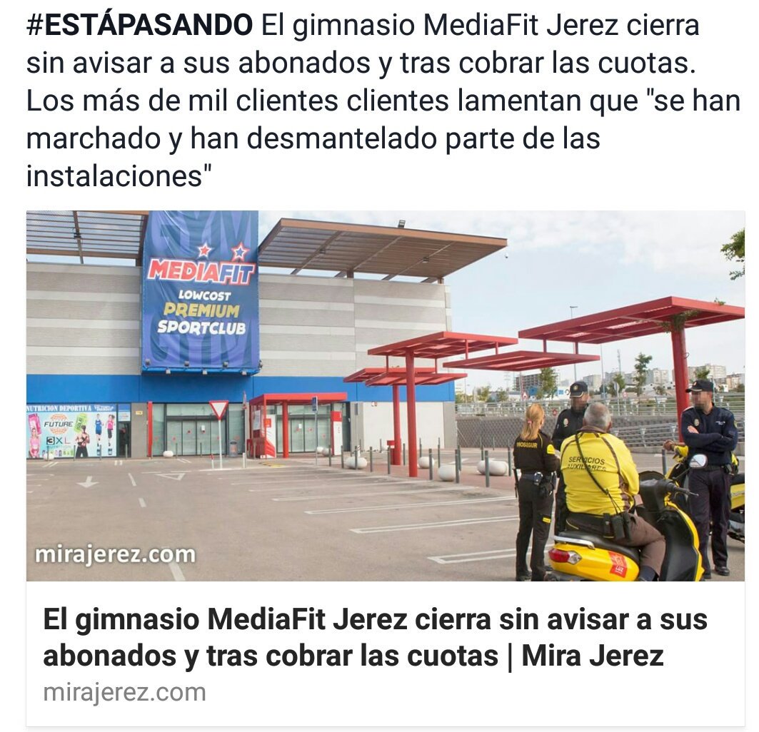 Lo han vuelto a hacer, segundo gimnasio que hace eso en la misma zona. #Jerez #EstáPasando #MediaFit
