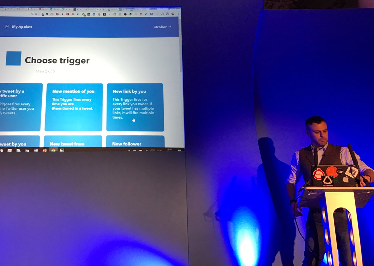 lefep's tweet photo. .@stroker demonstrating the new @IFTTT SERVICE AT THE #LEFForum #upgradeYouself https://t.co/AzGBaNBREc