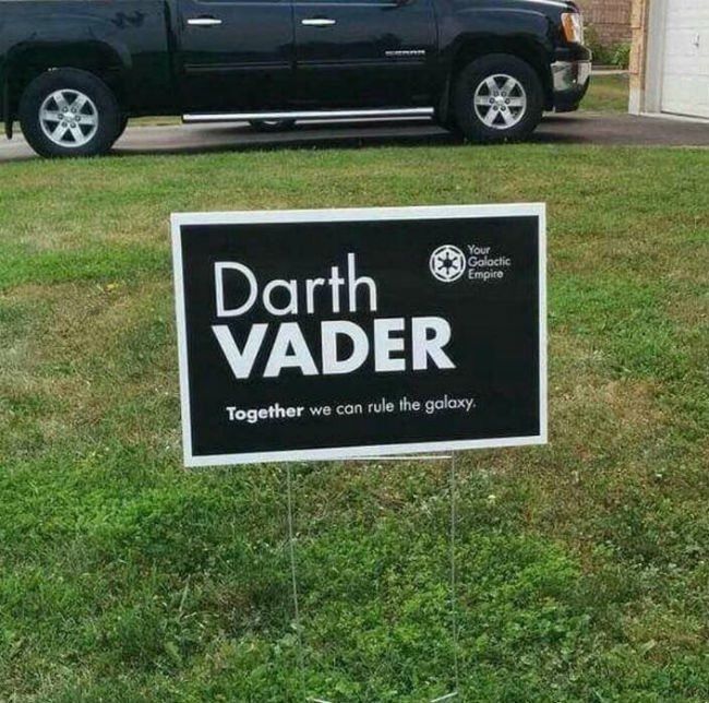 Who else is writing-in Darth on election day?
