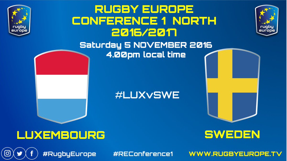 rugby_europe's tweet photo. Second game-day in #RugbyEurope #REConference1 North on Saturday: #Luxembourg vs #Sweden #LUXvSWE
#Livestream on https://t.co/cIbRCC7U22 https://t.co/stVL53tEYv