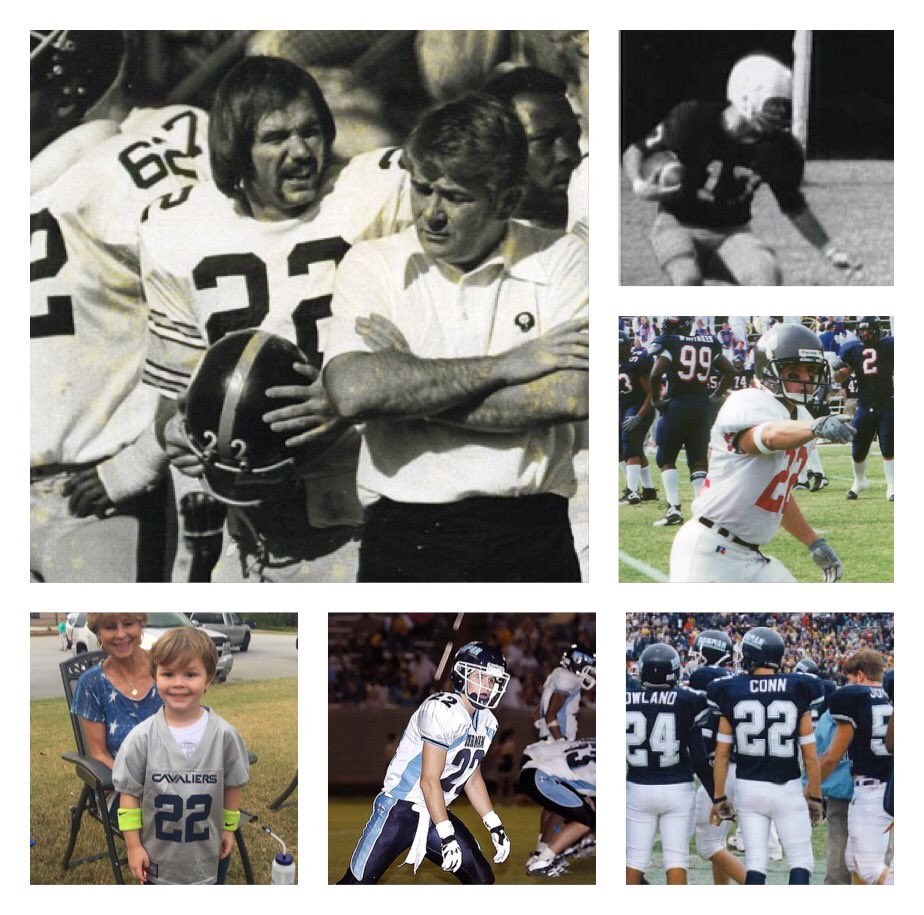 Conn22's tweet photo. TBT pic of Dick Conn in HS along with all 3 sons and grandson playing ball! #LetsPlayFootball @connvict @ajconn22 @mattconn22 https://t.co/n2hpJc43f4