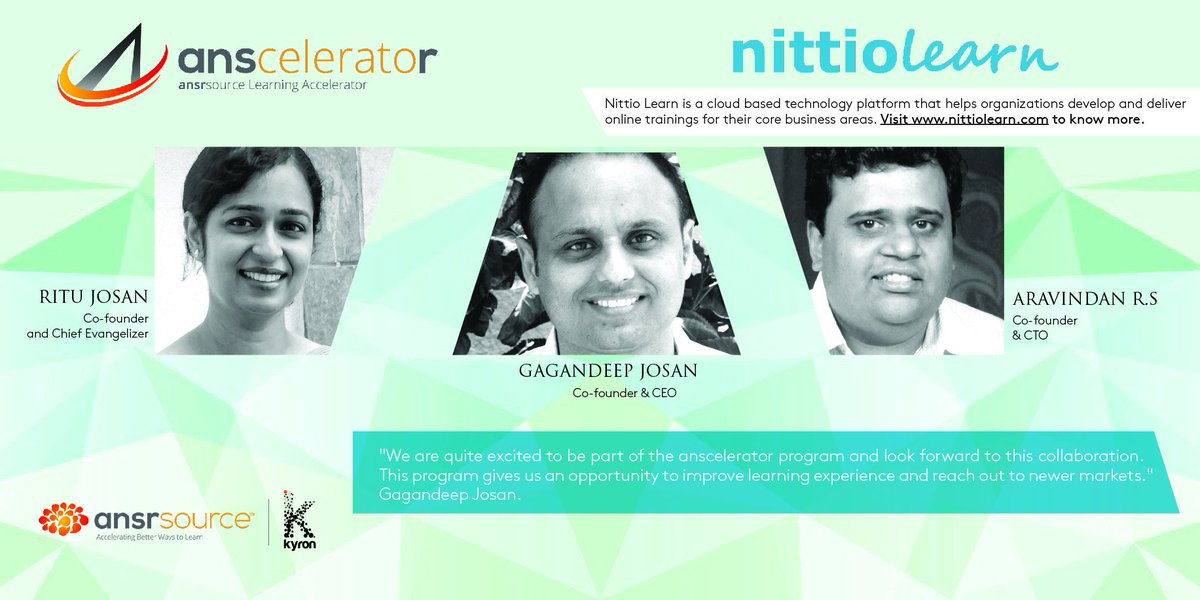 <a href="/nittiolearn/">nittiolearn</a> -one of the finalist startups of the #anscelerator program. Together we can accelerate better ways to learn! #edtech #elearning