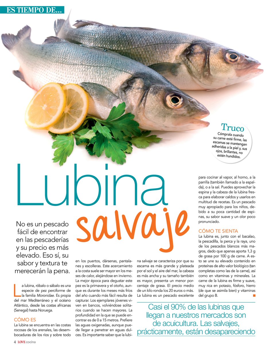 lovecocina's tweet photo. Es tiempo de… ¡lubina! 🐠  No es un pescado fácil de encontrar y su precio es más elevado. Eso sí, su sabor y textura te merecerán la pena 😉 https://t.co/3Rxh6HhPBm