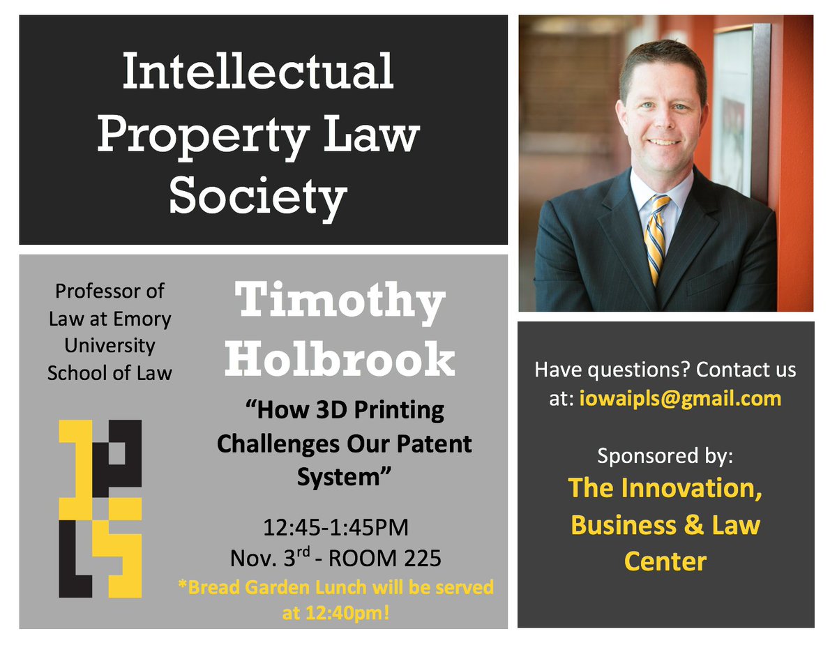 IowaIPLS's tweet image. Join IPLS for our guest speaker, TIMOTHY HOLBROOK, today at 12:45pm in BLB 225!!