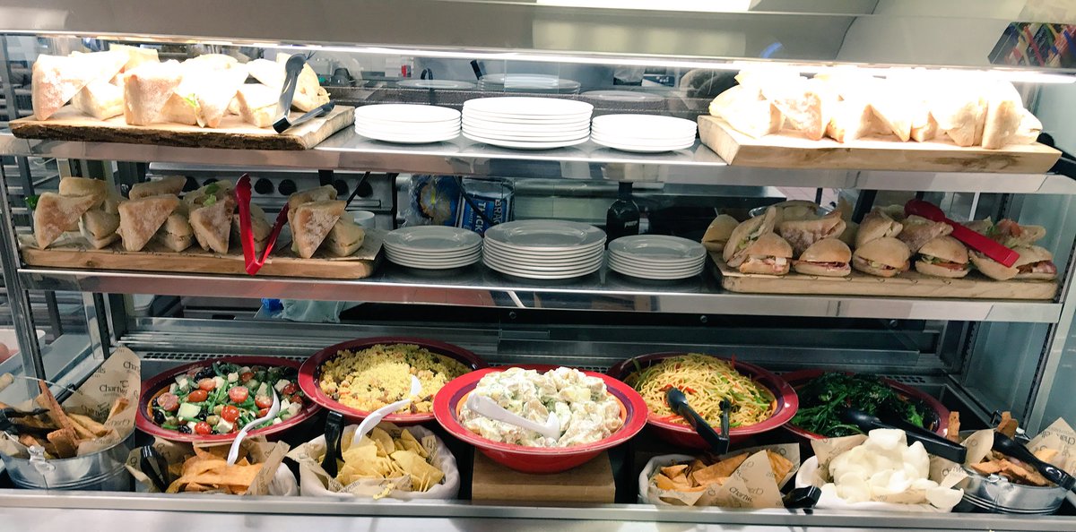 LauraKathaleen's tweet photo. Flaked salmon cups, delicious salads and bread display @PFfoodie @ChartwellsInd https://t.co/IZtLqj4rW5