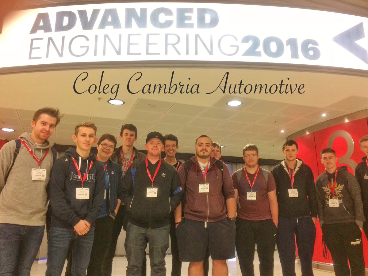 Level 3 Automotive students on an industrial visit to the Advanced Engineering 2016 show @colegcambria